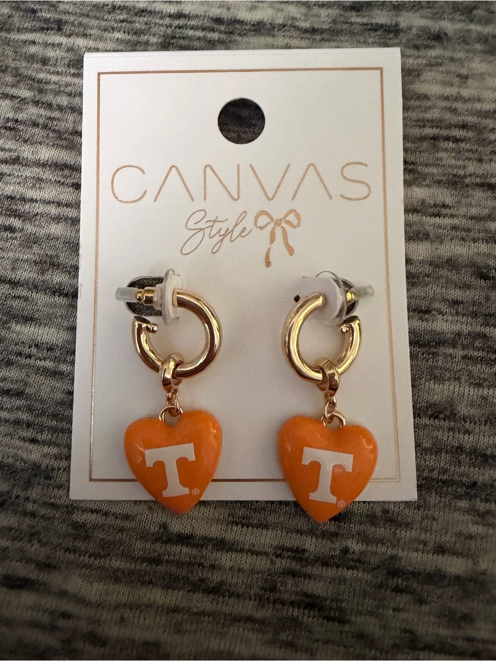 Tennessee Letter T Heart Hoop Dangle Earrings